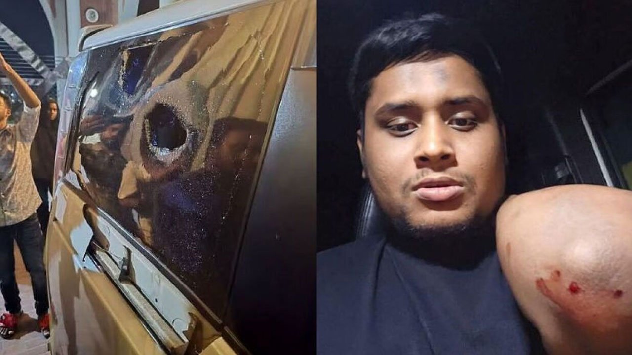 গাজীপুরে হাসনাত আব্দুল্লাহর গাড়িতে হামলার চিত্র