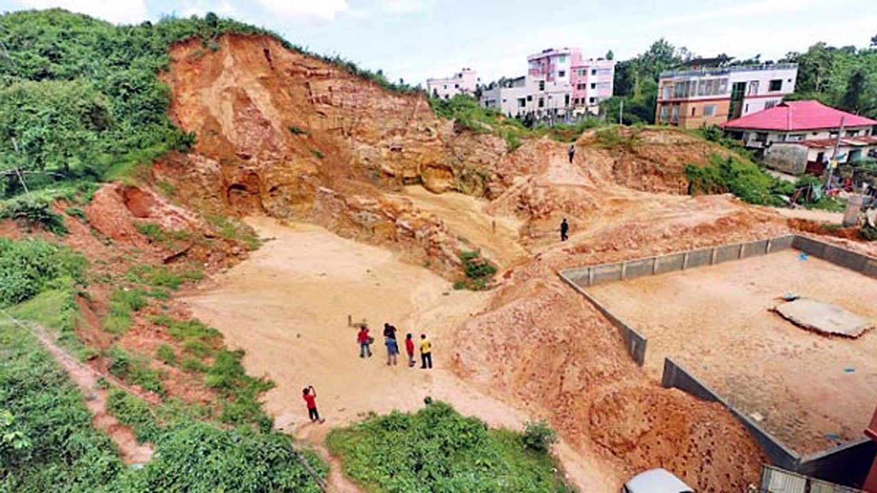 Hill cutting in Sylhet