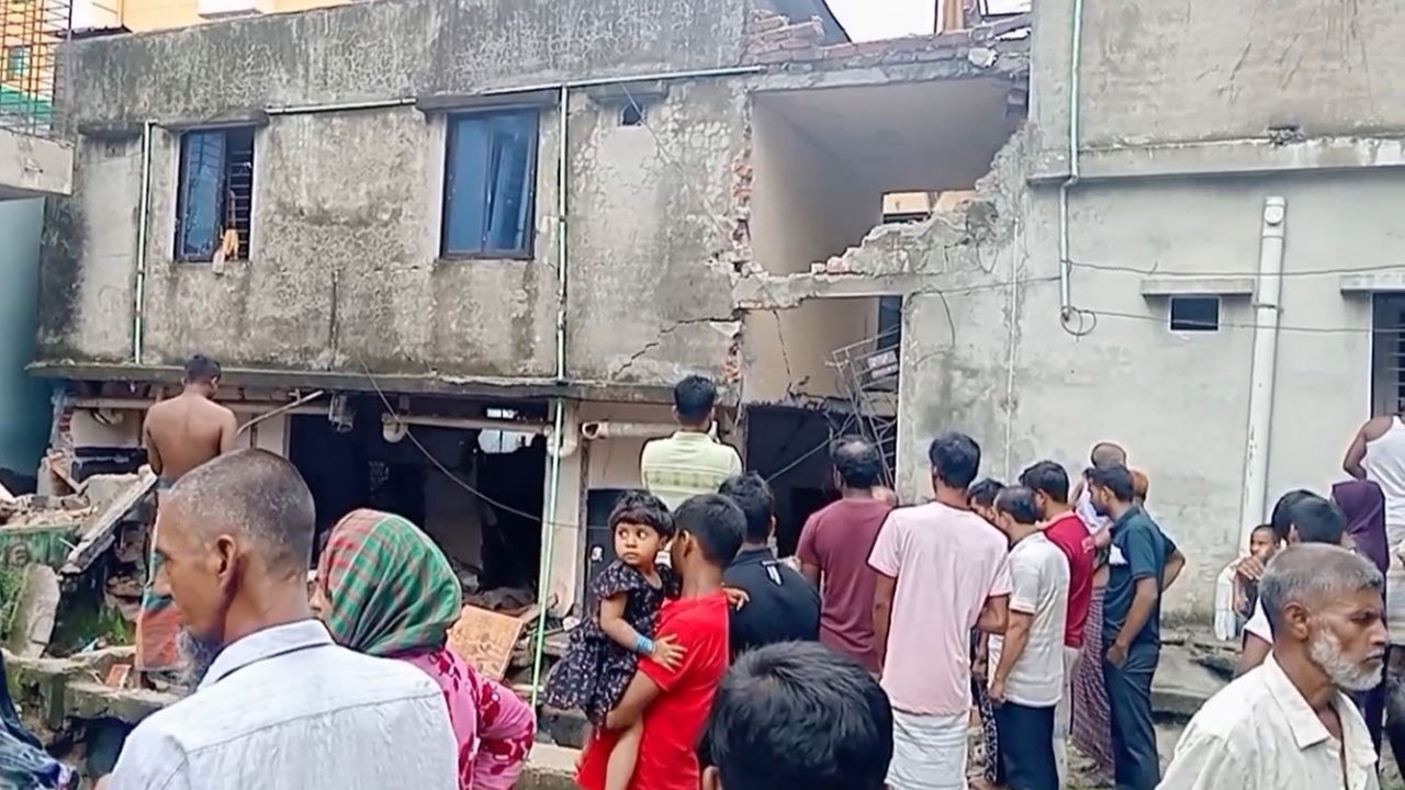 The damaged house