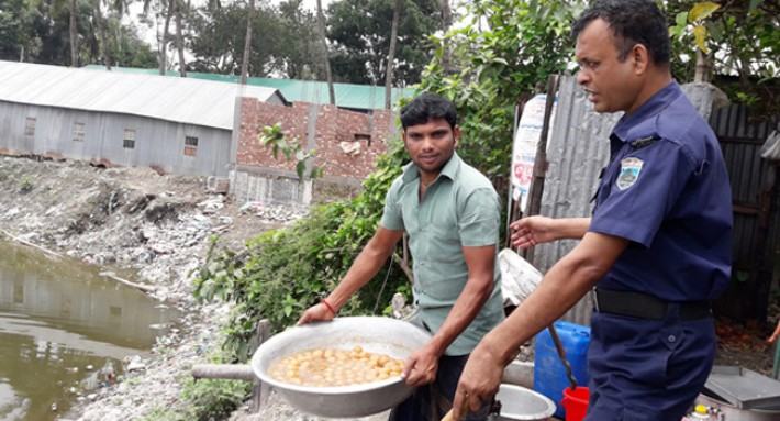সিংড়ায় পঁচা মিষ্টি ও খেজুর ধ্বংস
