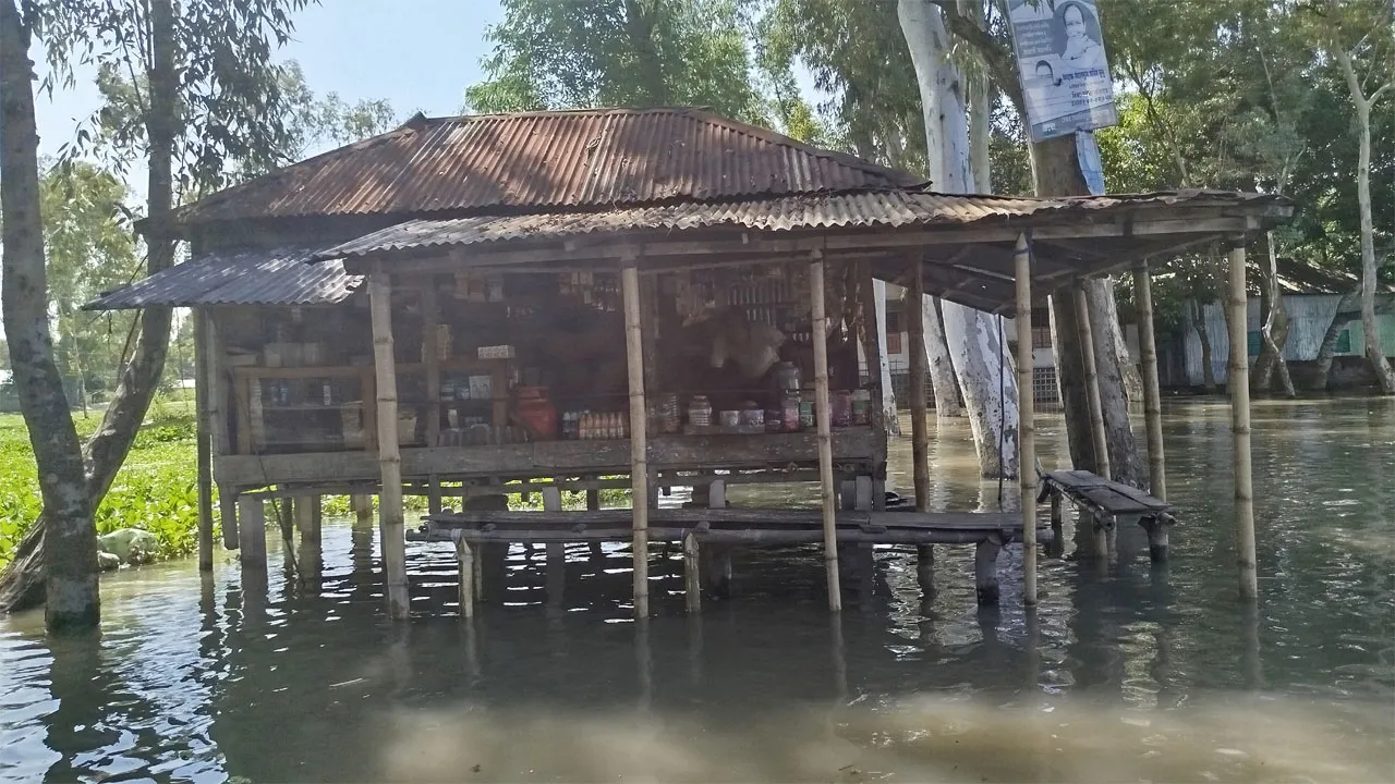 উজানের ঢলে পানি বাড়ছে তিস্তায়, লালমনিরহাটের নিচু এলাকায় প্লাবিত