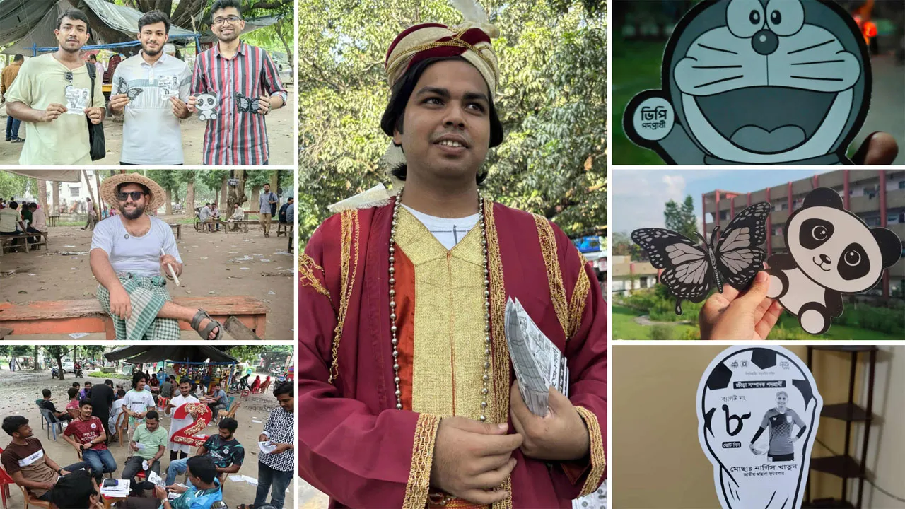 রাকসু নির্বাচনে অভিনব প্রচারণায় জমে উঠেছে রাবি ক্যাম্পাস