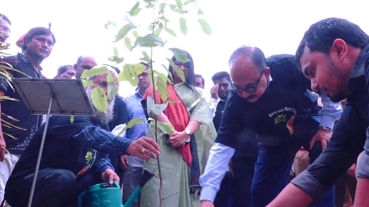 Dhaka Divisional Commissioner Sharaf Uddin Ahmed Chowdhury at the tree plantation program