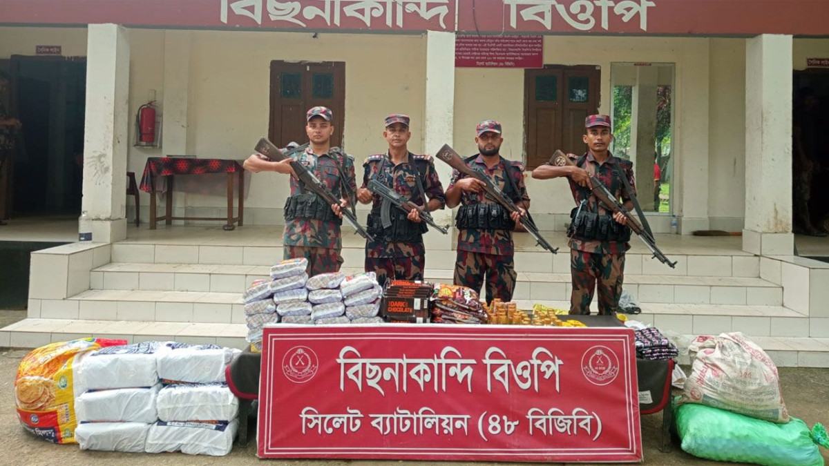 সিলেট সীমান্তে বিপুল পরিমাণে ভারতীয় পণ্য জব্দ