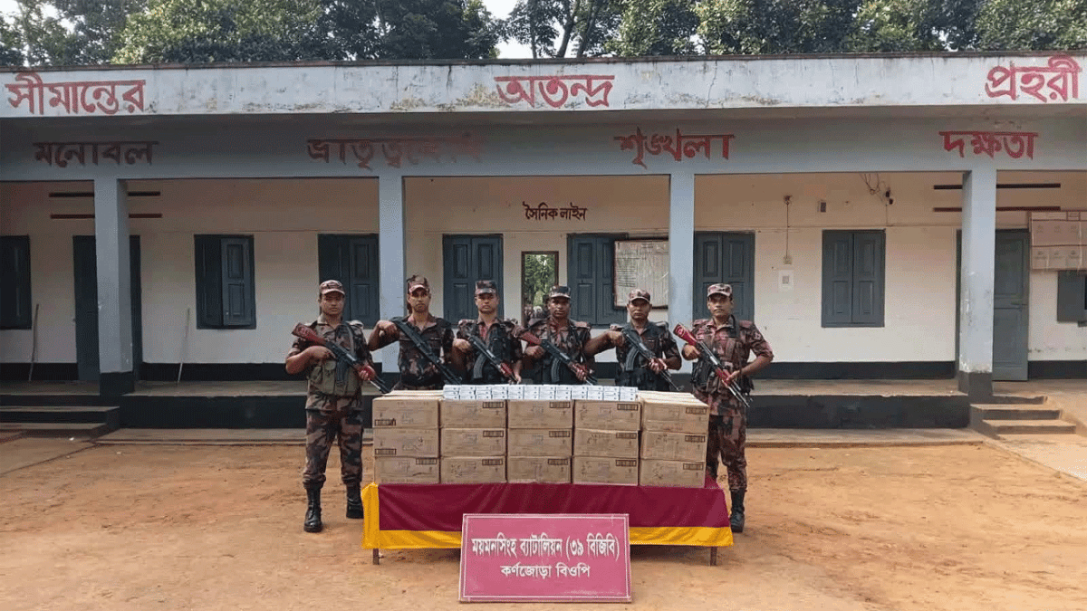 শ্রীবরদী সীমান্তে বিজিবির অভিযানে বিপুল পরিমাণ ভারতীয় সাবান জব্দ