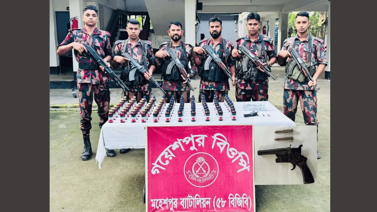 জীবননগর সীমান্তে বিজিবির অভিযানে দেশী পিস্তল, গুলি ও মাদক উদ্ধার