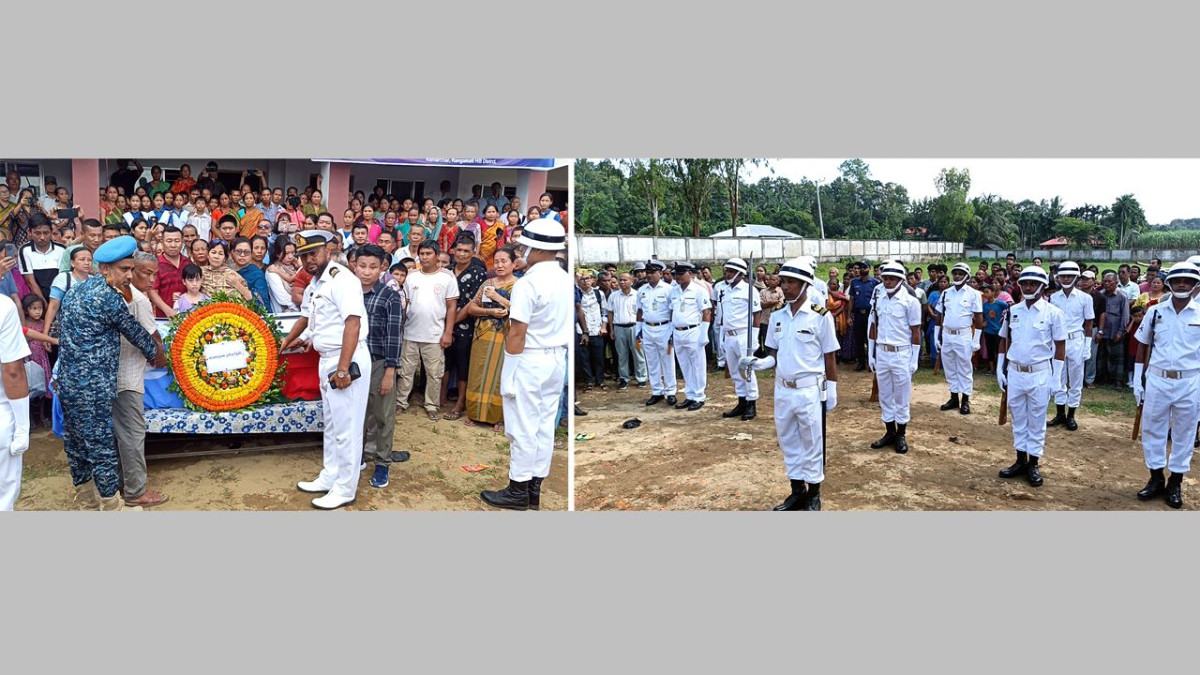 শান্তিরক্ষা মিশনে নিহত ট্রোম্যান খীসার লাশ রামহরিপাড়ায়, নৌবাহিনীর গার্ড অব অনার