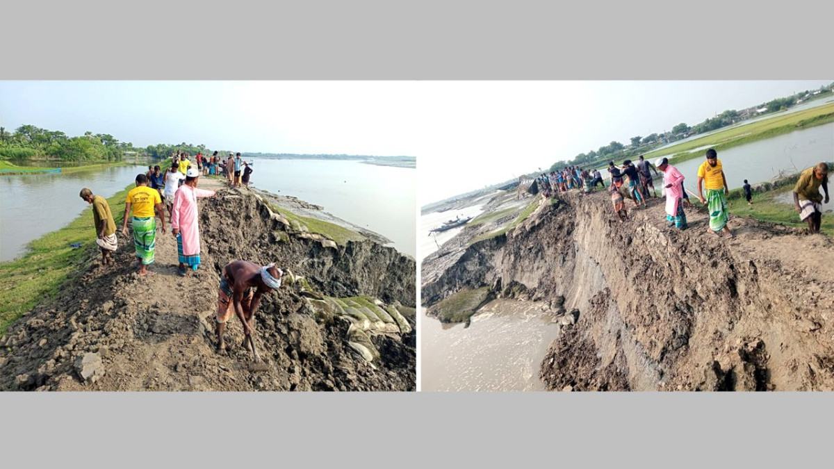 আশাশুনিতে পাউবোর বেড়িবাঁধে ভাঙন