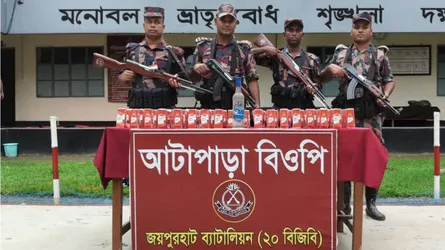 পাঁচবিবি সীমান্তে ভারতীয় মদসহ বিপুল মাদক উদ্ধার