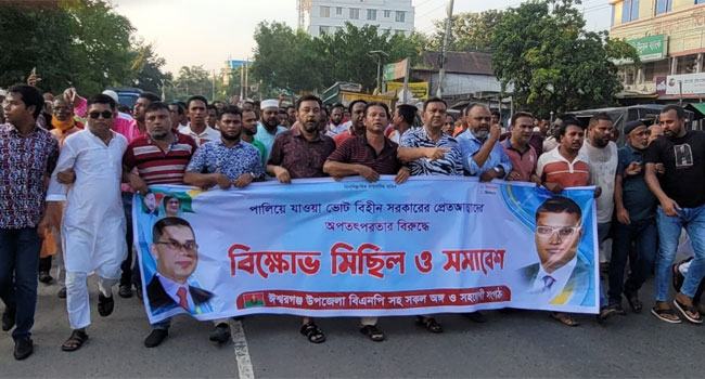 ঈশ্বরগঞ্জে বিএনপির বিক্ষোভ ও সমাবেশ অনুষ্ঠিত
