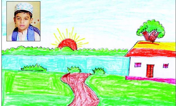 নদীর পাড়ে গ্রামের দৃশ্য