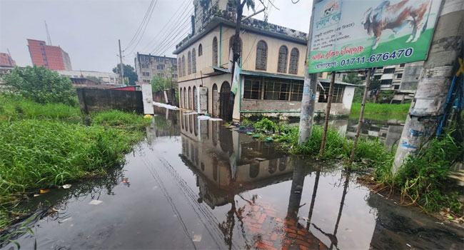 বৃষ্টির পানিতে তলিয়ে গেছে নারায়ণগঞ্জের মসজিদসহ শতাধিক স্থাপনা