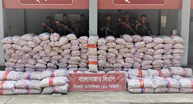 ভারতে পাচারকালে সাড়ে ১৪ লাখ টাকার রসুন ও মাছ জব্দ