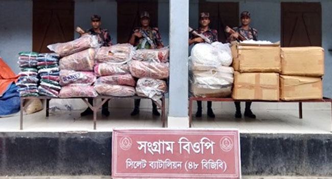 সিলেটে ৫৬ লাখ টাকার ভারতীয় পণ্য উদ্ধার