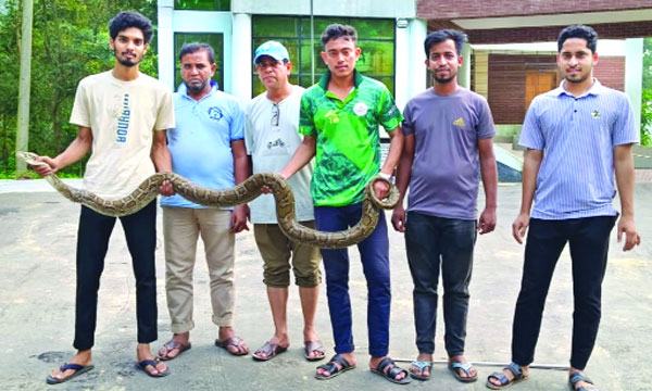 খাদ্যের অভাবে বন ছেড়ে লোকালয়ে ঢুকছে অজগর