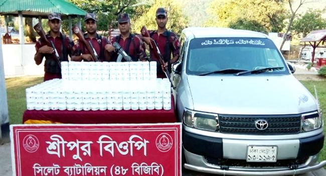 সিলেটে বিজিবির অভিযানে ৬৪ লাখ টাকার চোরাই মাল জব্দ