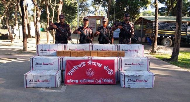 সিলেটে ভারতীয় কসমেটিক্সসহ ৫০ লাখ টাকার পণ্য উদ্ধার