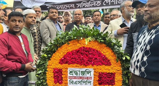 শহীদ ডা. মিলনের সমাধিতে পেশাজীবী পরিষদের শ্রদ্ধা