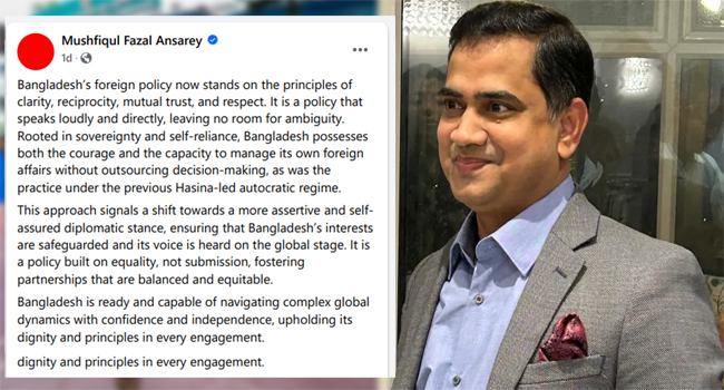 হাসিনার পররাষ্ট্রনীতি এখন আর নেই : মুশফিক আনসারী