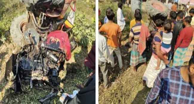 গফরগাঁওয়ে ট্রেনের ধাক্কায় ট্রাক্টর দুমড়ে-মুচড়ে আহত ৫