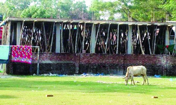 উজিরপুরে কলেজের জমি দখল করে দোকানঘর নির্মাণ