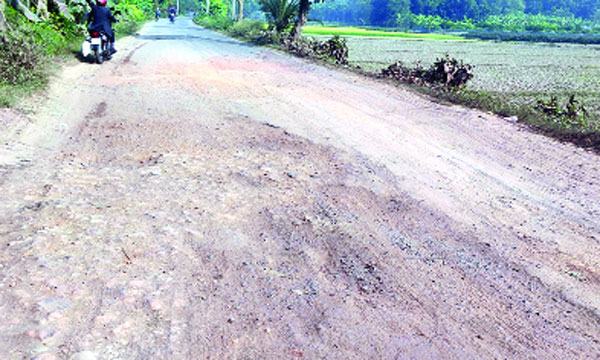 চৌগাছা-মহেশপুর সড়কে খানাখন্দ, ভোগান্তি