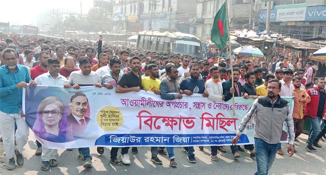 ভালুকায় আ’লীগের অপপ্রচার, সন্ত্রাস ও নৈরাজ্যের বিরুদ্ধে বিক্ষোভ মিছিল