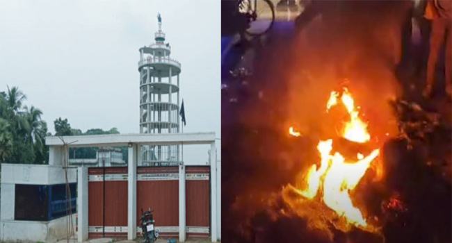 ঝিনাইদহে শেখ মুজিব টাওয়ারের ম্যুরাল ভাঙচুর-অগ্নিসংযোগ