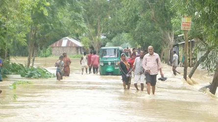 আশাশুনি খোলপেটুয়া নদীর বাঁধ ভেঙ্গে ৫ গ্রাম প্লাবিত