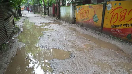 পিরোজপুর শহরের ভাগীরথী চত্বর-ডিসি পার্ক সড়কের বেহাল দশা
