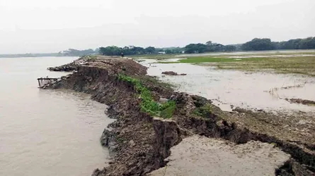 শরণখোলায় দেড় কিলোমিটার বেড়িবাঁধ নদীতে বিলীন
