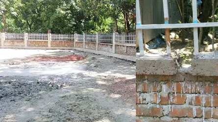রড ছাড়াই চলছে প্রাথমিক বিদ্যালয়ের নির্মাণ কাজ