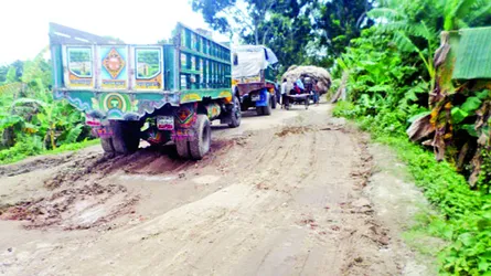 রাজবাড়ী-বালিয়াকান্দি-জামালপুর সড়ক সংস্কার শেষ না হতেই গর্ত