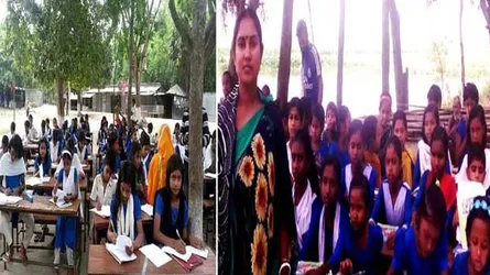 খোলা আকাশের নিচে পাঠদান, বৃষ্টি নামলেই ছুটি