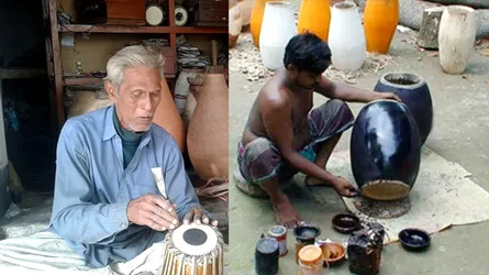 দুর্গাপূজা উপলক্ষে ব্যস্ত মানিকগঞ্জের ঢাক-ঢোল কারিগররা