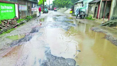 গুরুদাসপুর পৌরসভার পাকা সড়কগুলো চলাচলের অযোগ্য