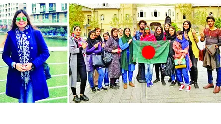 পতাকা হাতে বিশ্বভ্রমণকারী নাজমুন নাহার