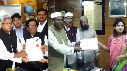 ডুমুরিয়ায় মন্ত্রী নারায়ণ চন্দ্র চন্দ ও মিয়া গোলাম পরওয়ারের মনোনয়নপত্র দাখিল
