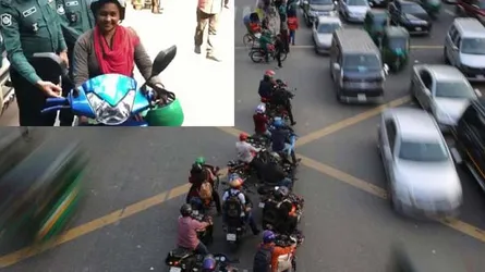 নারী চালকের স্কুটি নিয়ে তোলপাড়