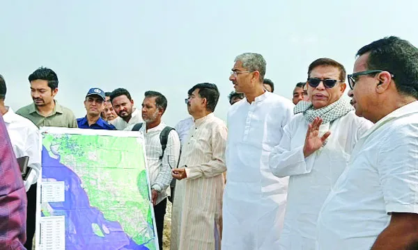 মেঘনার তীর রক্ষা বাঁধের কাজ পরিদর্শনে পানিসম্পদমন্ত্রী