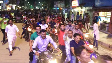 ময়মনসিংহ সিটি নির্বাচনে নৌকার মনোনয়ন পেয়ে আনন্দ মিছিল
