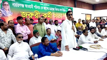 বেশী খেইলেন না,না’গঞ্জে আগুন  জ্বলবো, এসপি হারুনকে ইঙ্গিত করে শামীম ওসমান