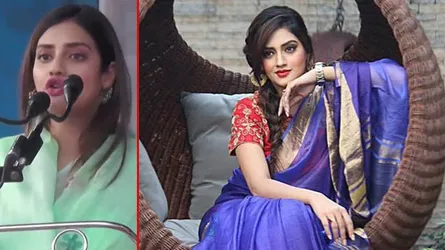 নির্বাচনী প্রচারণায় গিয়ে মঞ্চ ভেঙ্গে পড়লেন নায়িকা