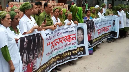 নার্স তানিয়া হত্যার বিচারের দাবিতে গাজীপুরে মানববন্ধন