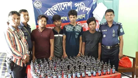 বিরামপুরে টিভি চ্যানেলের স্টিকার লাগানো গাড়ি থেকে ফেনসিডিলসহ ৪ জন আটক
