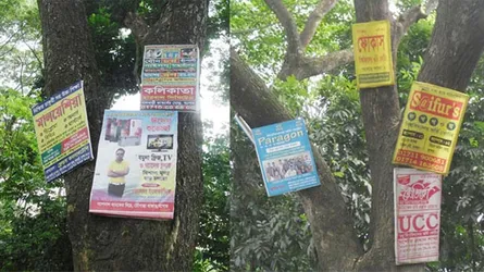 গাছে পেরেক মেরে বিজ্ঞাপন দেয়া হলে কঠোর শাস্তি