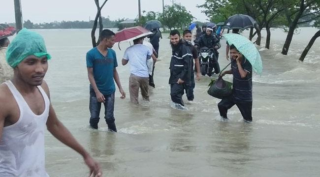 তাহিরপুরে বন্যায় আক্রান্ত অর্ধশতাধিক গ্রামের দিনমজুর পরিবারগুলোতে দুর্ভোগ