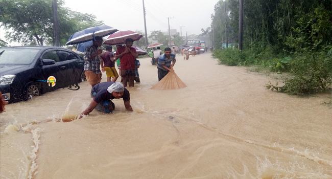 তলিয়ে যাওয়া চট্টগ্রাম-কক্সবাজার মহাসড়কে মাছ ধরার উৎসব