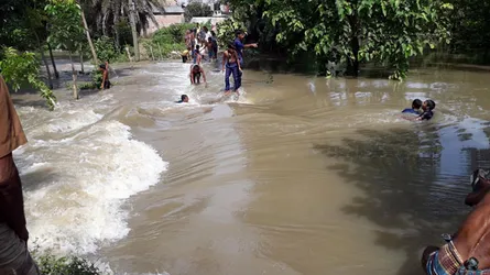 রাণীনগরের সেই বেড়িবাঁধ ভেঙ্গে ৩টি গ্রাম প্লাবিত : পানিবন্দি প্রায় ১৫ হাজার মানুষ