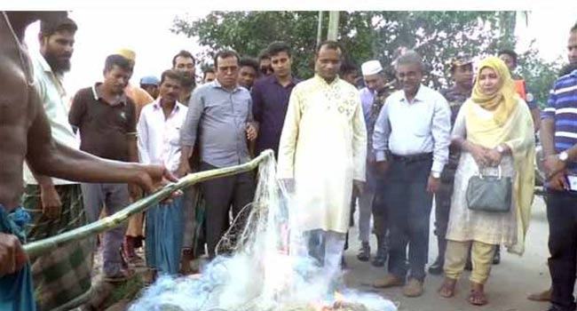 কারেন্ট জাল ও ১ মণ মা ইলিশ জব্দ, দুই জেলের কারাদণ্ড
